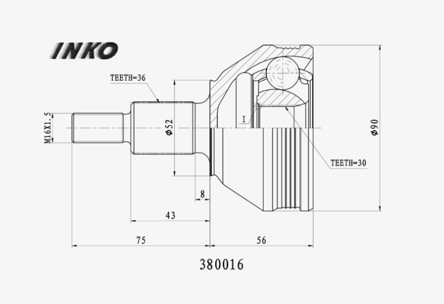 ШРУС "INKO" внешний SKODA/VW/AUDI 380016