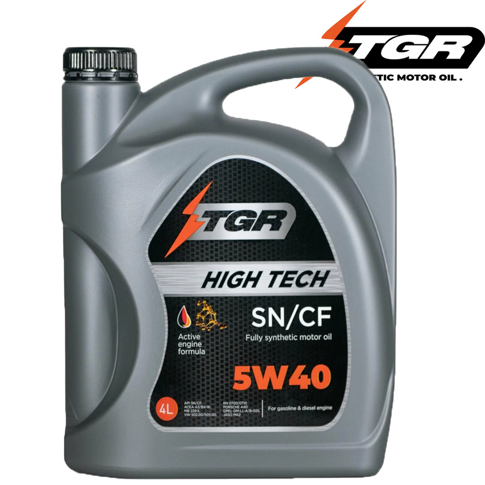 Масло моторное "TGR" синтетическое HIGH TECH ACEA A3/B4 API SN/CF 5W-40 4л