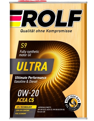 Масло моторное "ROLF" синтетическое ULTRA SN+/C5 0W-20 4л