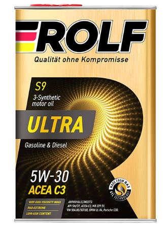 Масло моторное "ROLF" синтетическое ULTRA SN/CF, C3  5W-30 4л