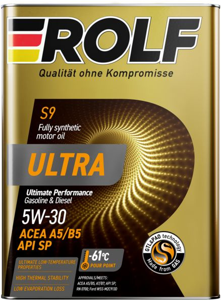 Масло моторное "ROLF" синтетическое ULTRA SP, A3/B4 5W-40 1л