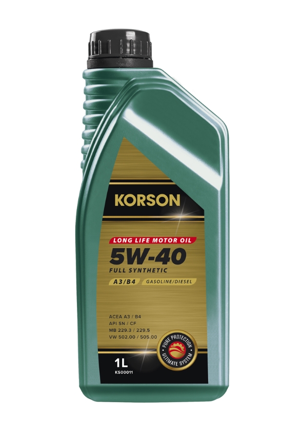 Масло моторное "KORSON" синтетическое A3/B4 5W-40 1л