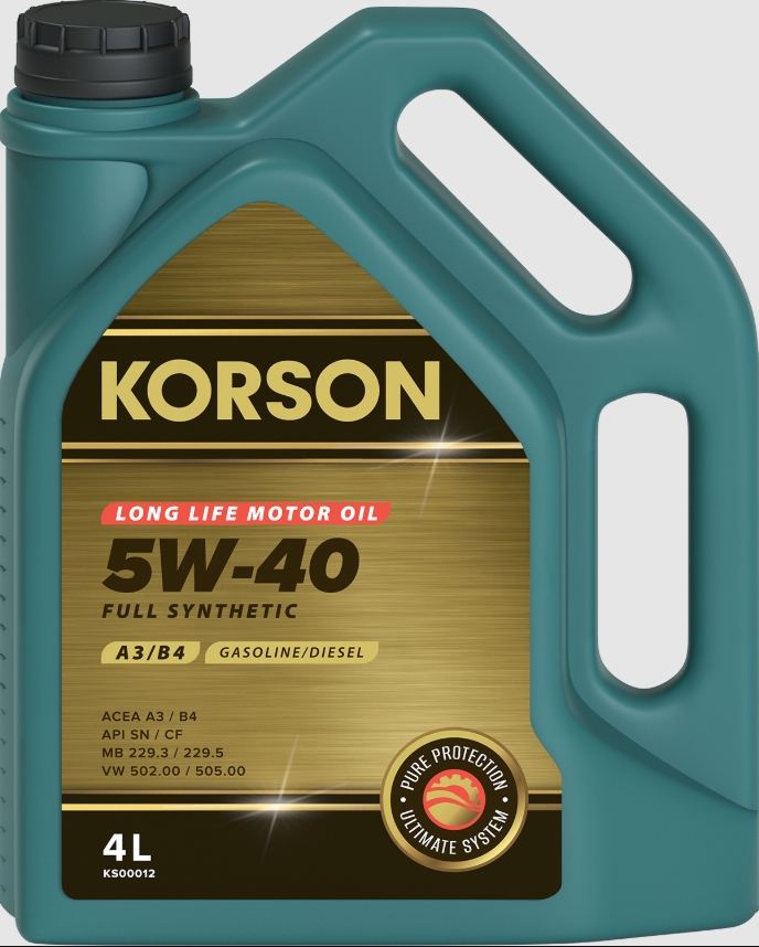 Масло моторное "KORSON" синтетическое A3/B4 5W-40 4л