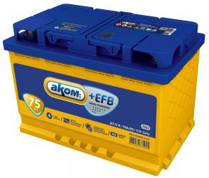 Аккумулятор "AKOM" Ач VL прямая полярность 6CT-75L
