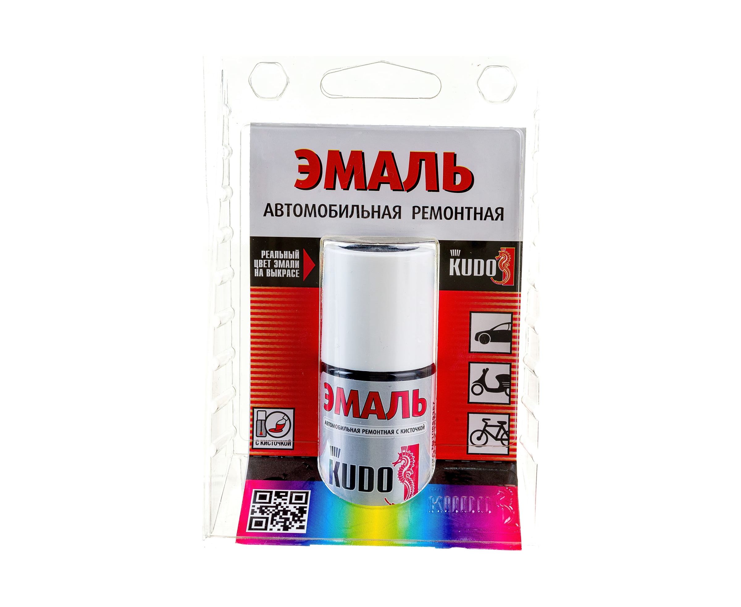 Краска металлик "KUDO" черный с кисточкой 15мл KU-72355
