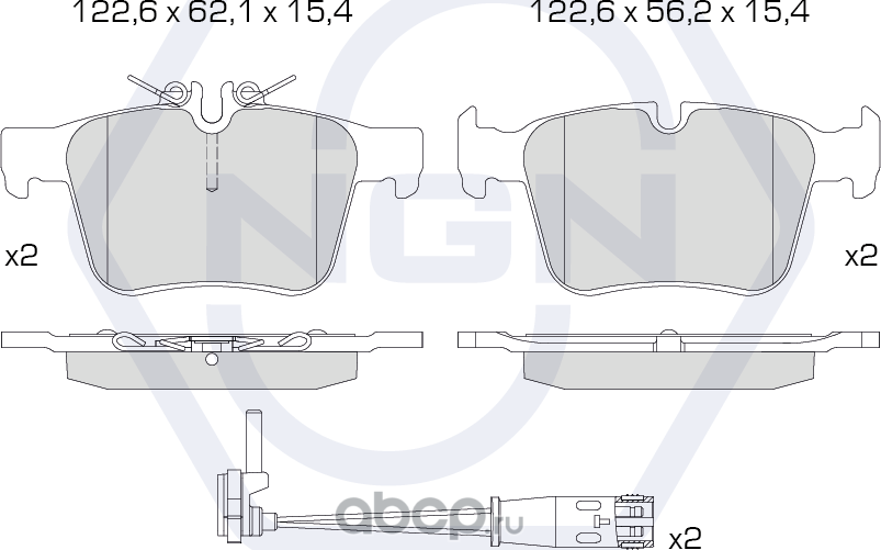 Колодки тормозные "NGN" дисковые керамические, передние FORD 3501255
