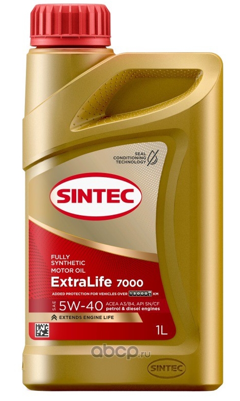 Масло моторное "SINTEC" синтетическое EXTRALIFE 7000 SN/CF A3/B4 5W-40 1л
