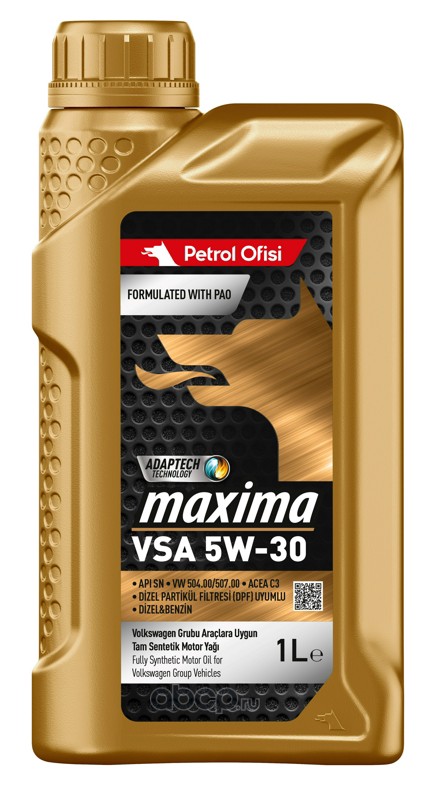 Масло моторное "PETROL" синтетическое MAXIMA VSA API SN ACEA C3 5W-30 1л