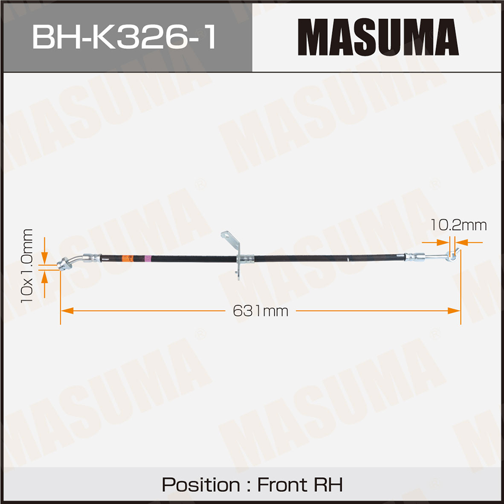 Шланг тормозной "MASUMA" передний правый HYUNDAI Sonata/KIA Optima BH-K326-1